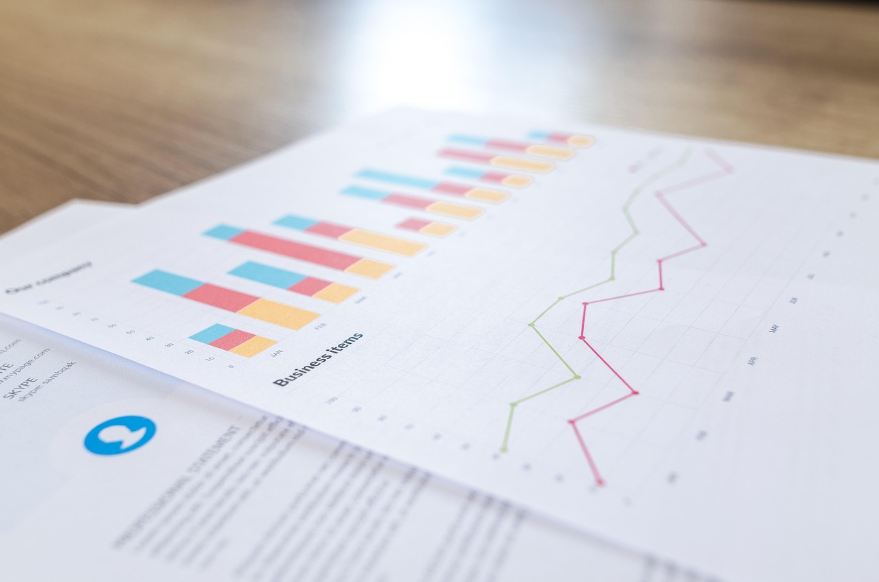 Close-up of a financial calculator and data charts on a screen